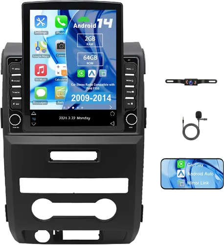Miniatura 10 de Android 13 Radio Estéreo de Coche de Doble DIN Compatible con Ford F150 2009-2014, Reproductor Multimedia de Pantalla Táctil de 9.7 Pulgadas