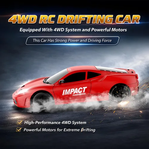 Miniatura 3 de Auto de control remoto RC Drift Car 2.4GHz escala 1:24 4WD 15KM/H Modelo de vehículo de alta velocidad con luces LED Drifting Tire Racing Sport Toy