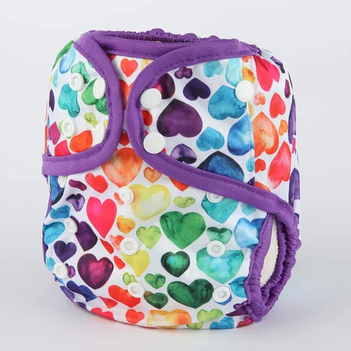Miniatura 2 de Pañal para bebé, talla única, 10 libras a 36 libras para niñas (corazones arcoíris)