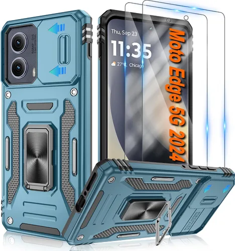 Miniatura 55 de Atump Funda para Motorola Moto G Play 2024 (4G) con [paquete de 2] protector de pantalla HD y cubierta para cámara deslizante, soporte de anillo