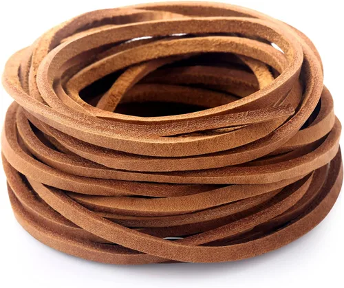 Miniatura 12 de TeeLiy Cordón plano de cuero genuino de 3 mm, cuerda de trenzado para joyería, cordones de zapatos de cuero, artes y manualidades, monedero