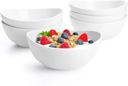 Miniatura 21 de Sweese Cuencos pequeños de porcelana blanca de 10 onzas, juego de 6 cuencos de postre, helado, aperitivos y yogur, cuencos de cerámica para servir