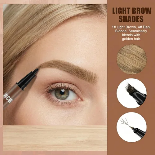 Miniatura 2 de Bolígrafo 4D de doble punta para cejas, punta de pincel similar al cabello, tinte impermeable para cejas con punta suave, disponible en 5