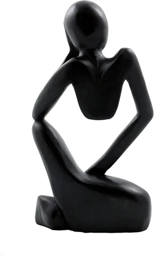 Miniatura 7 de G6 Collection Estatua abstracta de madera de 12 pulgadas hecha a mano para pensar, hombre pensante, arte moderno, decorativo, único, decoración
