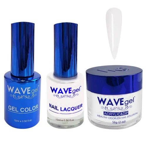 WAVEGEL - Juego de gel de remojo, laca de uñas y polvo acrílico y polvo de inmersión a juego - Colección Royal - #001 Blanco sobre Blanco
