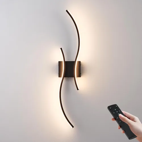 Miniatura 17 de KARTOOSH Aplique de pared a pilas con control remoto, colores continuos 3000K-6000K y atenuación, luz de pared LED inalámbrica dorada para sala