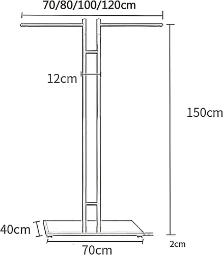 Miniatura 2 de Percheros de ropa resistentes para colgar ropa, perchero de metal independiente, fácil de montar (27.6 in)