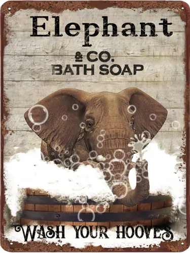 Miniatura 15 de Cartel de metal divertido de jirafa para baño, diseño retro de cabra para pared, póster de inodoro con texto "Wash Your Hooves", letrero de hojalata