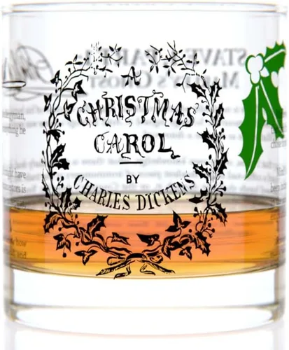 Well Told Classic Literature Rocks Glass – A Christmas Carol por Charles Dickens – Vaso de whisky a la antigua moda para los amantes de los libros
