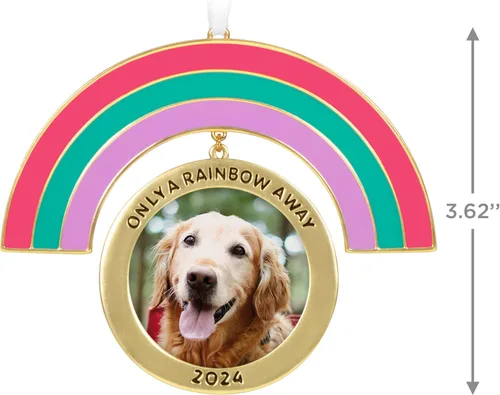Miniatura 5 de Hallmark Keepsake Adorno de Navidad 2024, marco de fotos Only a Rainbow Away, metal, regalo para mascotas