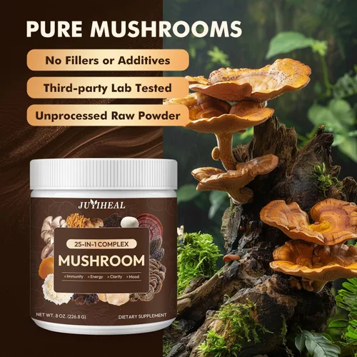 Miniatura 6 de Polvo de hongos 25 en 1, complejo de hongos de 2000 mg - Melena de león, Reishi, Shiitake, Chaga, cola de pavo, Cordyceps y más, mezcla de hongos