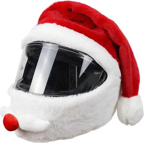 Miniatura 2 de Cubierta de casco de motocicleta de Papá Noel de Navidad, accesorios de decoración para montar en Navidad, Santa motocicleta, cubierta de casco