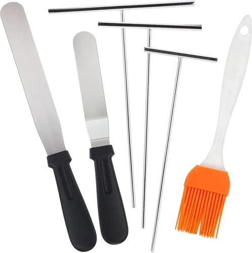 Juego de 6 espátulas y esparcidores de crepé de acero inoxidable de 3.5 pulgadas, 5 pulgadas, 7 pulgadas, espátulas en forma de T, espátulas