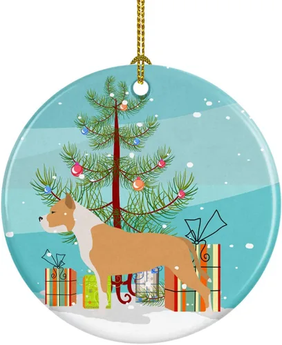 Miniatura 64 de Caroline's Treasures Bulldog inglés «Merry Christmas» adorno de cerámica para árbol de Navidad, decoración colgante para el hogar, Navidad, fiestas