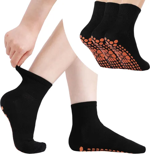 GRPSKCOS Calcetines antideslizantes para hombre, calcetines de casa con empuñaduras, 3 pares antideslizantes para yoga, pilates, azulejos, pisos de