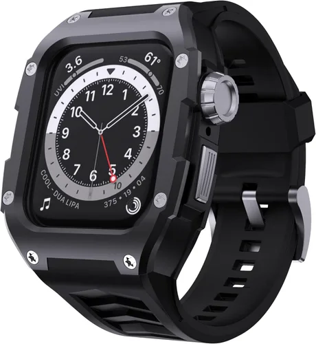 Miniatura 10 de Correa compatible con Apple Watch Band de 1.772 pulgadas Series 9/Series 8 7, carcasa resistente de metal inoxidable resistente con correa deportiva