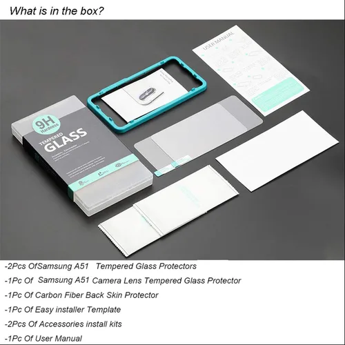 Miniatura 7 de Ibywind Protector de pantalla para SamSung Galaxy A51, con 2 piezas de vidrio templado, 1 protector de lente de cámara, 1 película de fibra