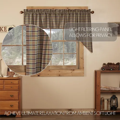 Miniatura 3 de VHC Brands Rustic & Lodge - Cortinas para ventana de cocina, par de festones Wyatt, marrón caqui