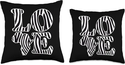 Miniatura 3 de Love Africa Map With Zebra Skin Pattern African Safari Throw Pillow