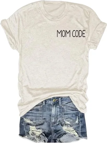 Miniatura 2 de Doble impresión mujeres código mamá verano casual béisbol manga corta camisetas tops mujeres blazers trabajo casual