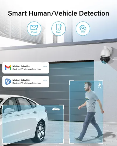 Miniatura 5 de Jennov Cámara IP PoE de 6MP para exteriores con panorámica e inclinación y zoom óptico 20X, cámara de seguridad PTZ domo de 360 grados con visión