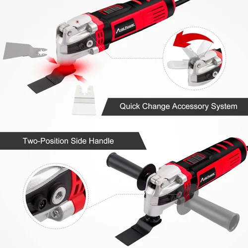 Miniatura 4 de AVID POWER Herramienta oscilante, multiherramienta oscilante de 3.5 amperios con ángulo de oscilación de 4.5°, 6 velocidades variables y 13 Rojo