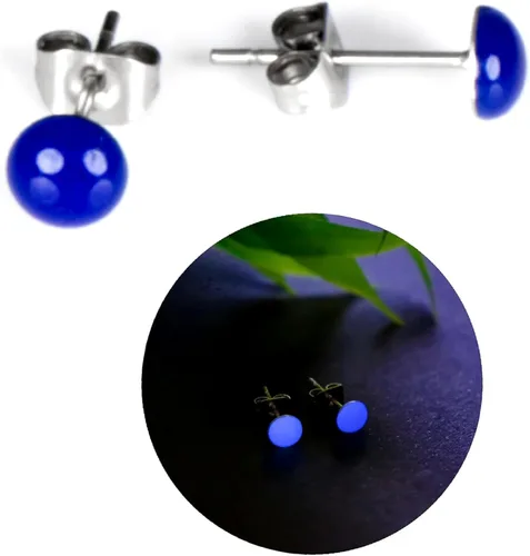 Miniatura 18 de Glow-in-the-Dark 5mm Round Stainless Steel Stud Earrings for Women, Teens & Girls Over 12 Years Old- Hypoallergenic, Flat Back Earrings, Handmade in