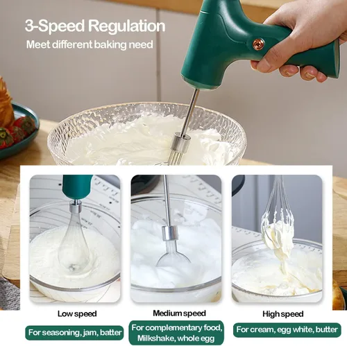 Miniatura 7 de Electric Hand Whisk, USB Rechargeable, Wireless Portable Egg Beater with 2 Detachable Whisks with 3 Speed Modes for Eggs/Milkshake Cream/Butter/Baby