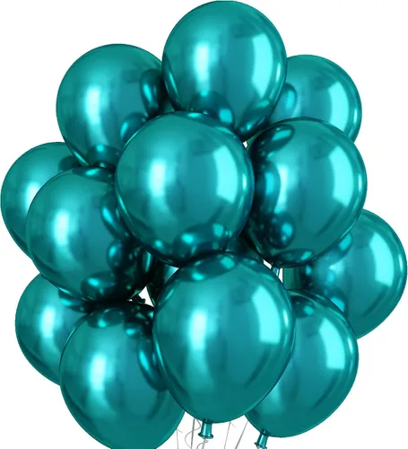 Miniatura 12 de Globos cromados verdes, 50 unidades de 10 pulgadas, globos metálicos de doble capa de color verde claro brillantes y gruesos, globos de látex