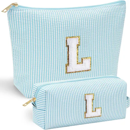 Miniatura 16 de YOOLIFE Regalos del Día de la Madre para mujeres, bolsa de maquillaje con inicial, bolsa de cosméticos, bolsa de maquillaje de viaje, regalos Rosado