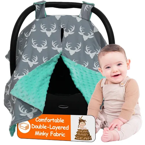 Miniatura 10 de Dear Baby Gear - Toldo de asiento de automóvil de 40 x 30 pulgadas, funda para transportar bebés para niños y niñas, uso acogedor para otoño