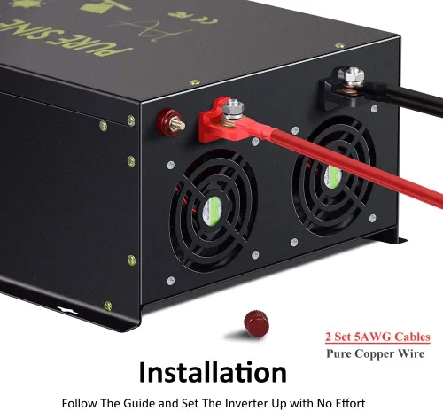 Miniatura 3 de WZRELB Inversor de energía solar de onda sinusoidal pura de 8000W 48V AC a 120V DC - RV, camping, sistema solar