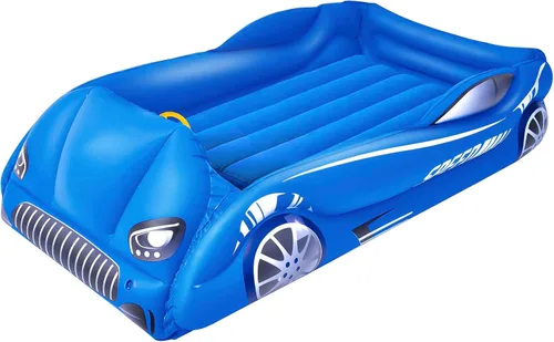 Colchón de Aire para Niños Inflable Cama de Viaje para Niños Pequeños con Lados, Almohadilla para Dormir de Cuna, Azul Azul Oscuro