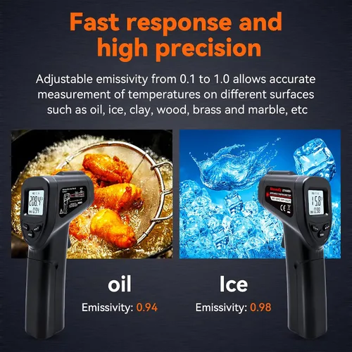 Miniatura 6 de Pistola de temperatura de termómetro infrarrojo (NO para humanos) -58℉~1022℉ (-50℃～550℃) Termómetro láser infrarrojo digital de lectura instantánea