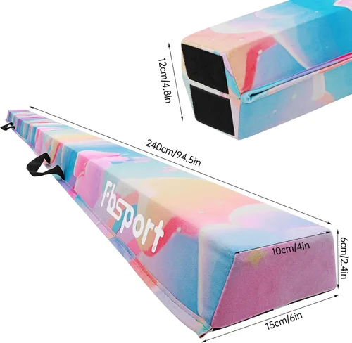 Miniatura 2 de FBSPORT Viga de Equilibrio de 8 pies/6 pies: Equipo de Gimnasia de Suelo Plegable para Niños y Adultos, Base de Goma Antideslizante, Viga