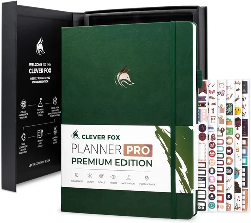 Miniatura 19 de Clever Fox Planner Pro Premium - Lujosa agenda semanal y mensual con organizador de presupuesto para productividad y objetivos, sin fecha, A4