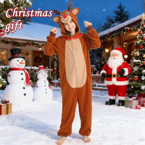 Miniatura 27 de Wizland Disfraz de animal para niños, leopardo, vaca, mono, reno, gato negro, dálmata, muñeco de nieve, mono de Papá Noel