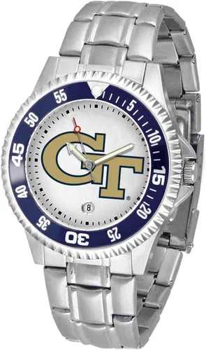 Miniatura 53 de SunTime Reloj de cuarzo de 1.575 in para hombre, correa de acero inoxidable de 0.787 in, esfera Gameday Tulane ola verde