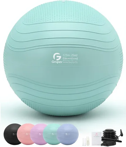 Miniatura 15 de Gruper Pelota de yoga, pelota de ejercicio extra gruesa para entrenamiento y estabilidad durante el embarazo, 4 tamaños, pelota de equilibrio