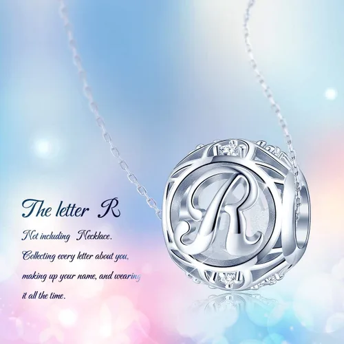 Miniatura 12 de FOREVER QUEEN - Dije con letra inicial de la A a la Z, para pulsera y collar, de plata de ley 925 con cuentas de circonita cúbica, joyería de regalo