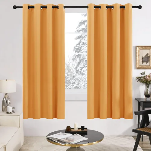 Miniatura 80 de Deconovo Cortinas opacas 100% con forro negro, cortinas con ojales aisladas térmicamente que reducen el ruido, doble capa para oscurecer