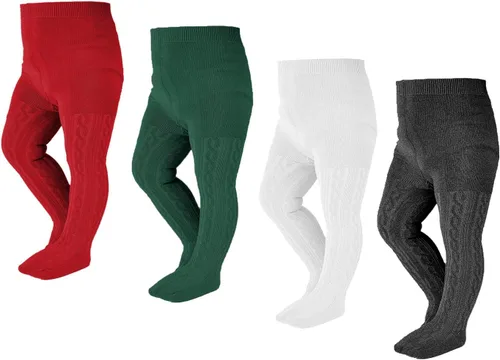 Miniatura 72 de EPEIUS - Pantimedias de punto trenzado, mallas gruesas de algodón para recién nacidos, bebés o niñas pequeñas, paquete de 3, 4, 5 y 6