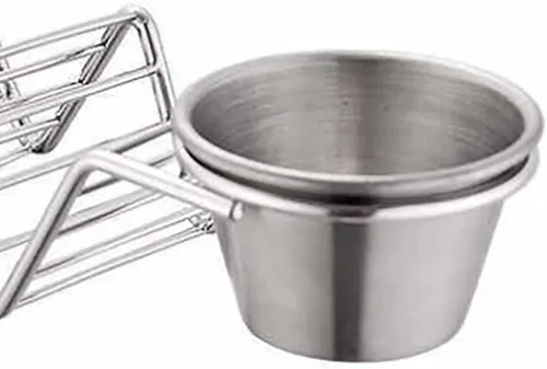 Miniatura 9 de TOPINCN Soporte para tacos de acero inoxidable, 3 rejillas en forma de V, bandeja para tacos con taza de salsa, bandeja de metal para servir maíz