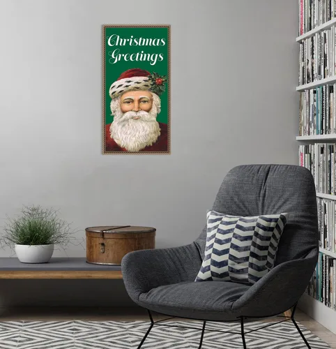Miniatura 6 de Amanti Art Lienzo enmarcado para pared, 27 x 14 pulgadas, diseño retro de Santa Claus I por Alicia Longley, lienzo enmarcado para pared, obras