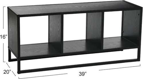 Miniatura 3 de Household Essentials Mesa consola multimedia de roble y hierro negro