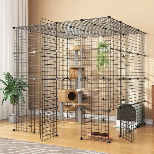 Miniatura 3 de Jaula grande para gatos, para interiores, desmontables, de alambre de metal, para bricolaje, corral de juegos, jaula para gatitos, lugar