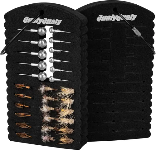 Miniatura 8 de QualyQualy Parche para moscas, paquete de 2 goteros, tarjeta de espuma ligera, accesorios de pesca con mosca para moscas y serpentinas Negro