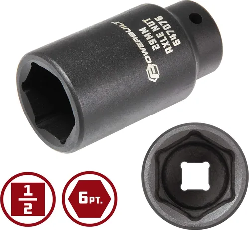 Miniatura 2 de Powerbuilt 647076 - 647076 - Toma de tuerca de eje de 1.142 in, punta extra profunda, quitar tuercas del eje del eje de la rueda delantera, orificio