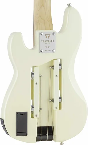 Miniatura 8 de Traveler Guitar TB-4P Pearl White Bass Guitarra de viaje con entrada auxiliar Bajo de 4 cuerdas con 22 trastes jumbo Bajo eléctrico portátil