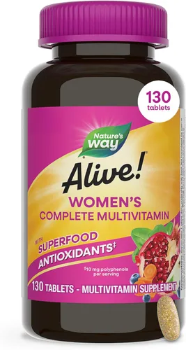Nature's Way ¡Alive! Multivitamínico completo para mujeres, vitamina diaria para mujeres apoya el metabolismo de la energía celular, cabello, piel y